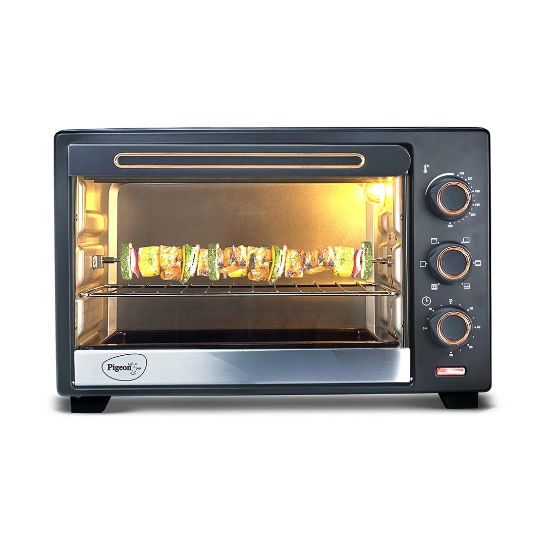 Pigeon 30L Oven Toaster Grill (OTG) – Rotisserie, Bake, Toast & Grill (Grey)