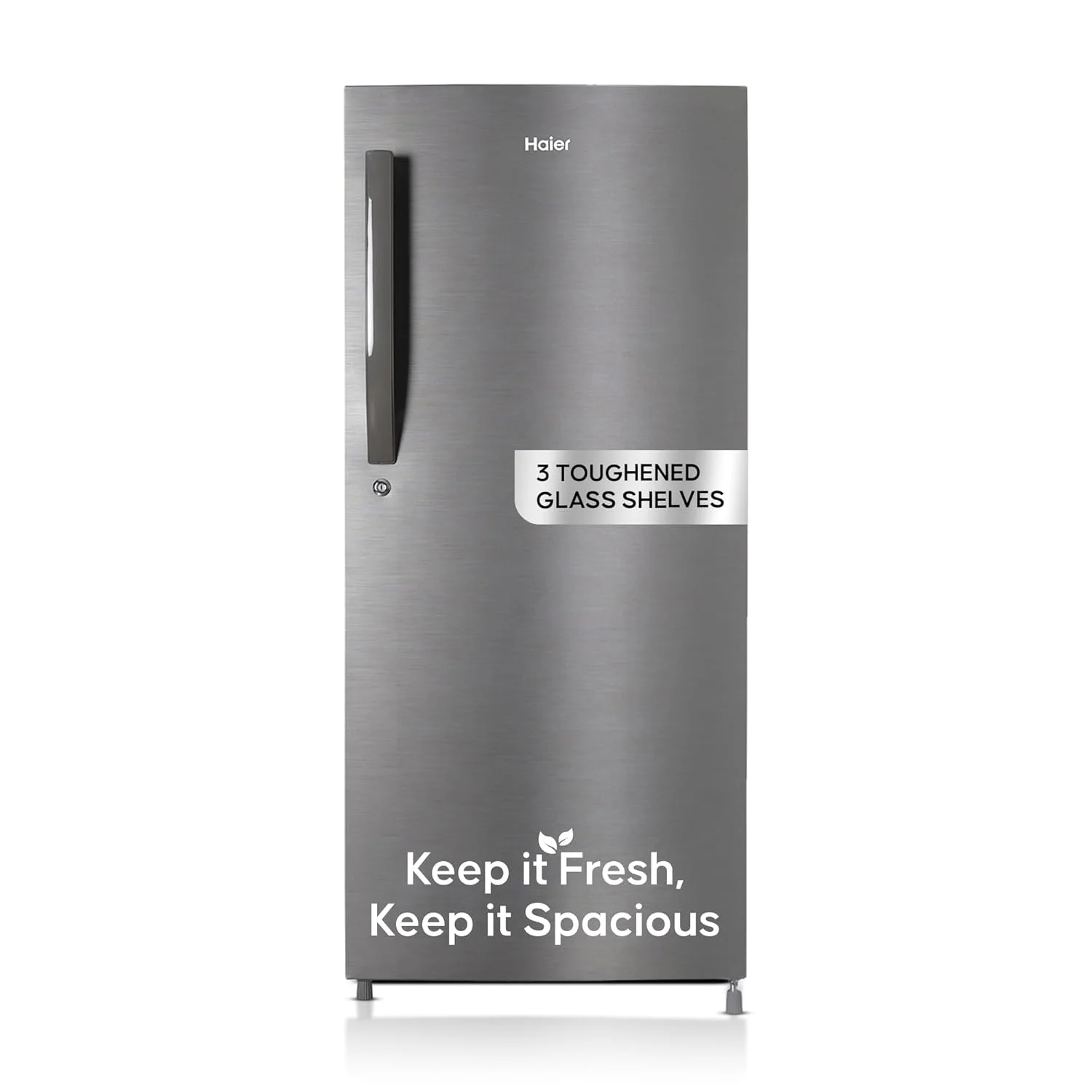 Haier 190L 5-Star Direct Cool Single Door Refrigerator – Fast Ice Making, Large Veg Box (Dazzle Steel)