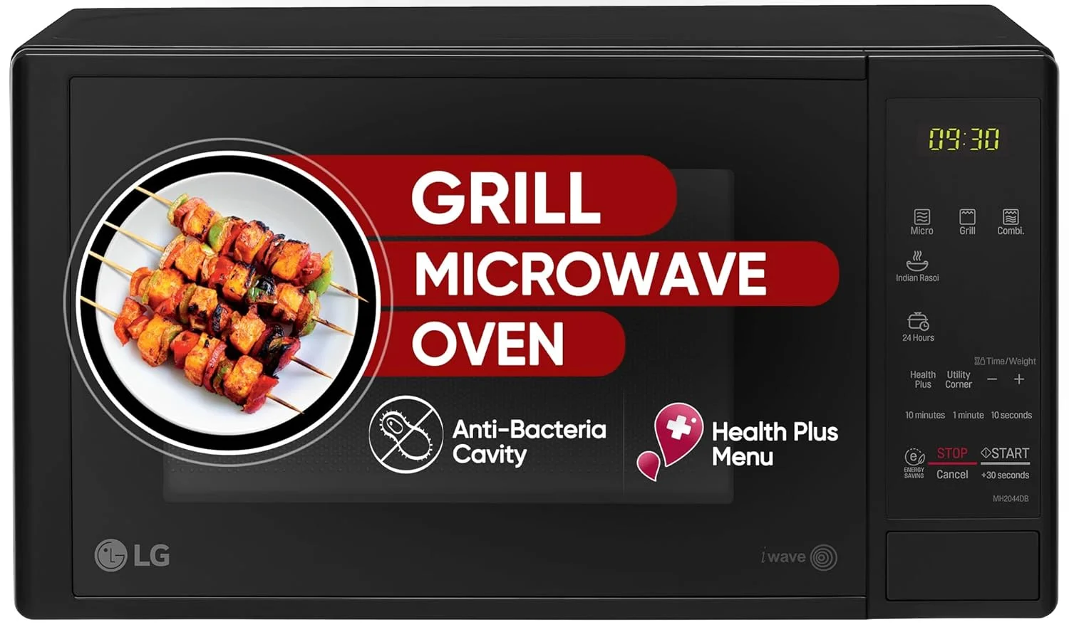 LG 20L Grill Microwave Oven – I-Wave Technology, Auto Cook Menu, Steam Clean (Black)