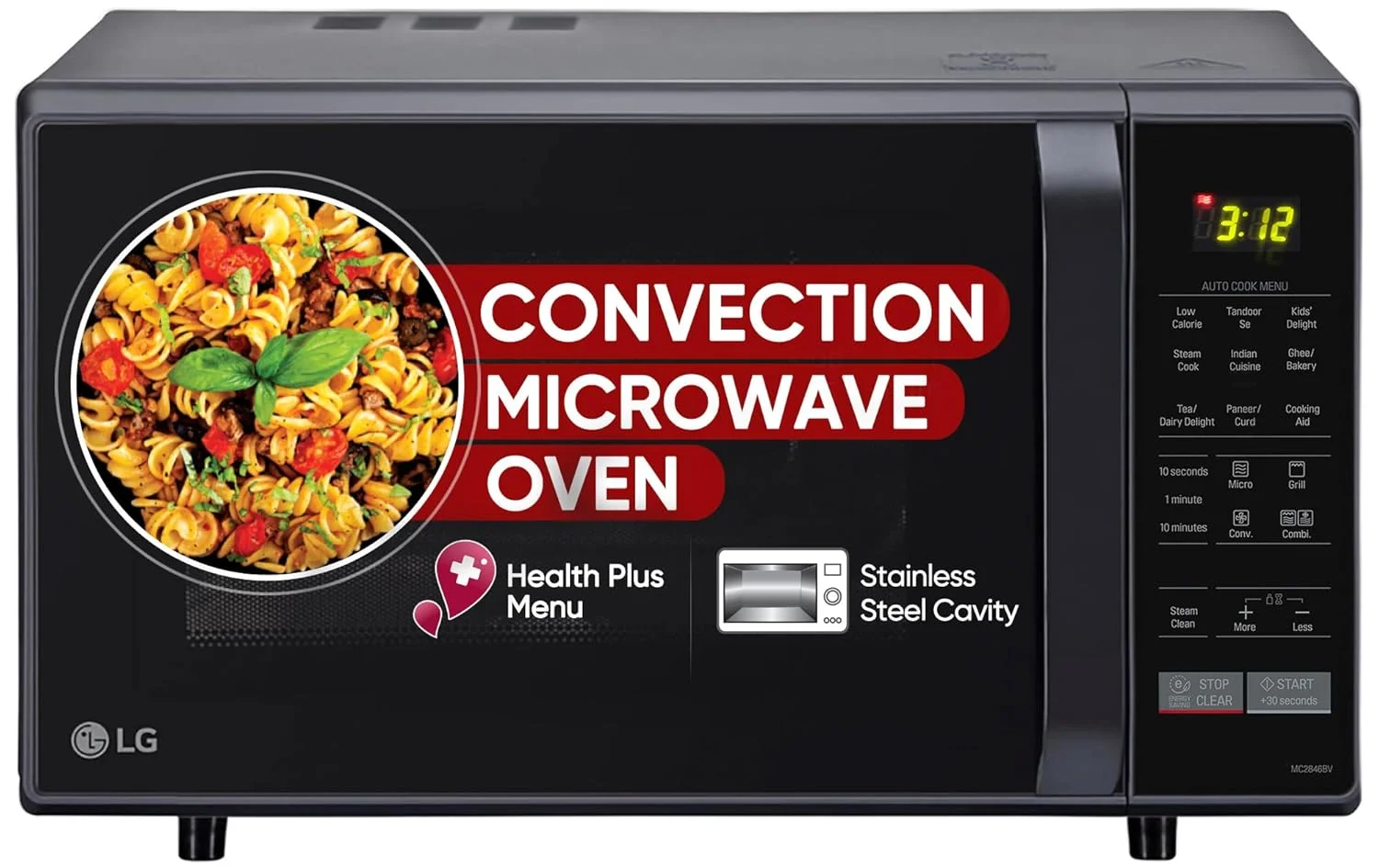 LG 28L Convection Microwave Oven – Auto Cook, Tandoor Se, Steam Cook (Black)